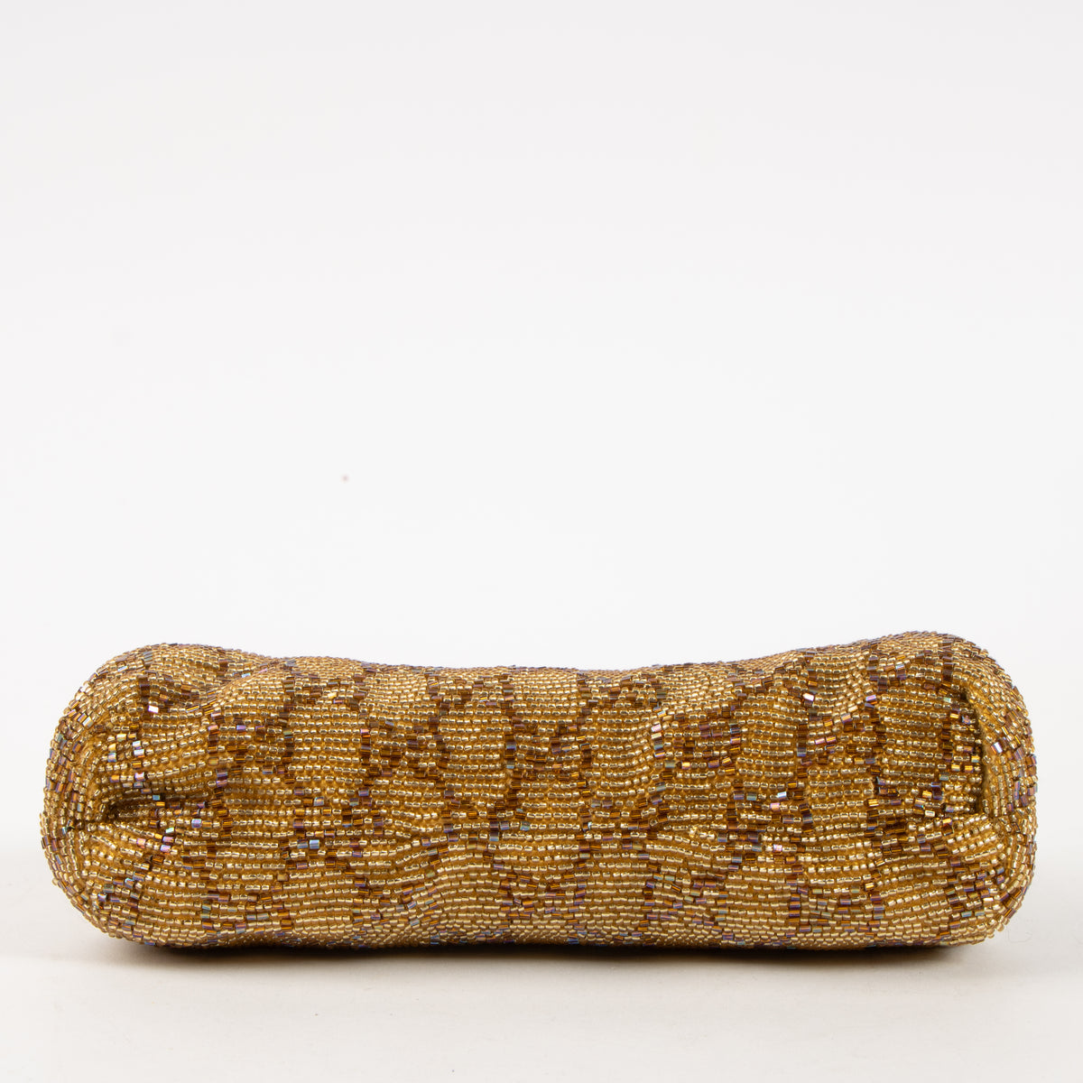 Shop this authentic Gucci Gold Beaded GG Frame Clutch pre-loved on Labellov.com