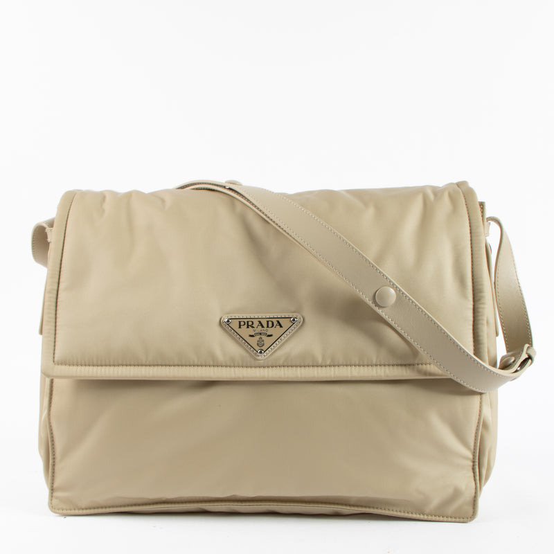 Shop the authentic Prada Beige Padded Re-Nylon Traveller Large Messenger Bag on Labellov.com !