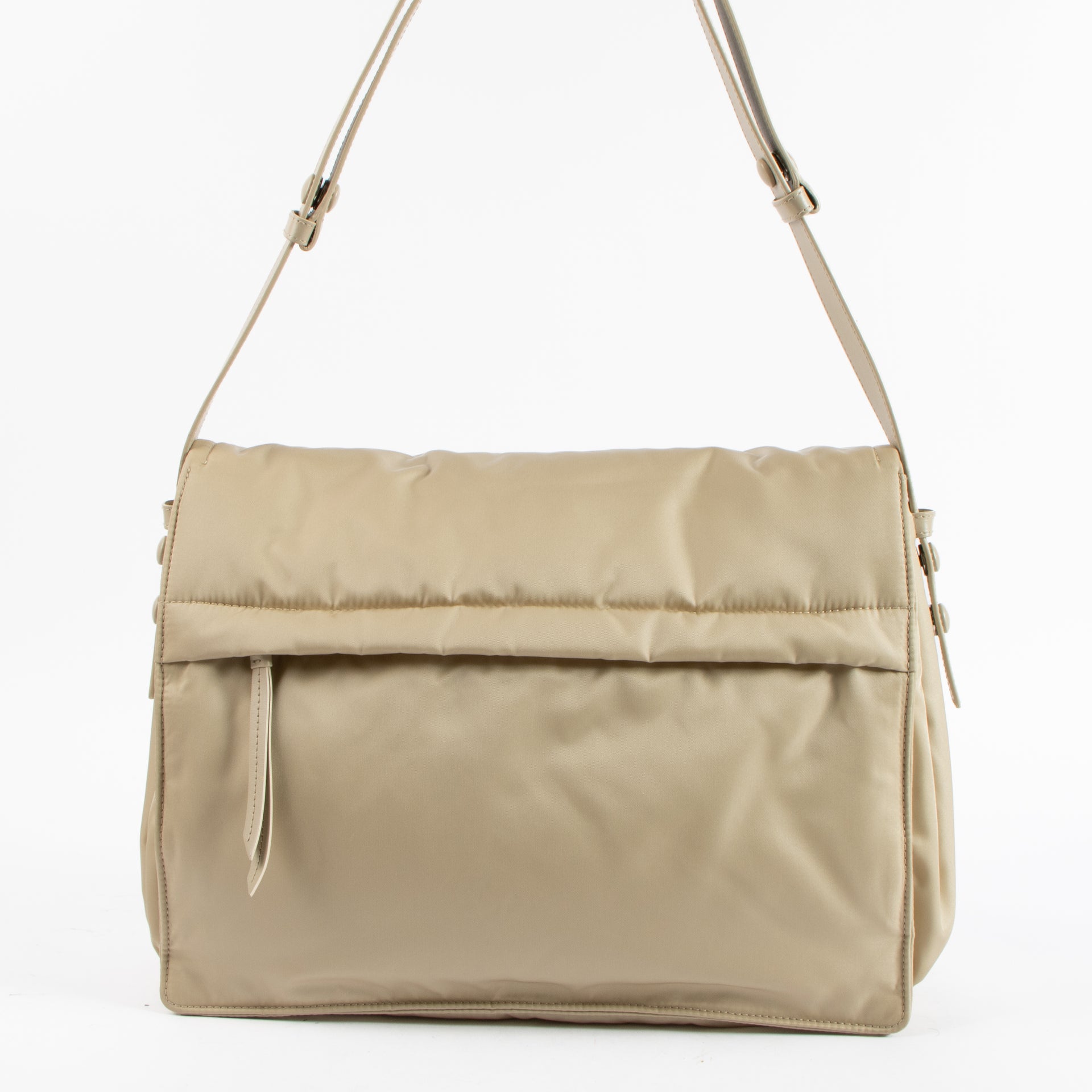 Shop the authentic Prada Beige Padded Re-Nylon Traveller Large Messenger Bag on Labellov.com !