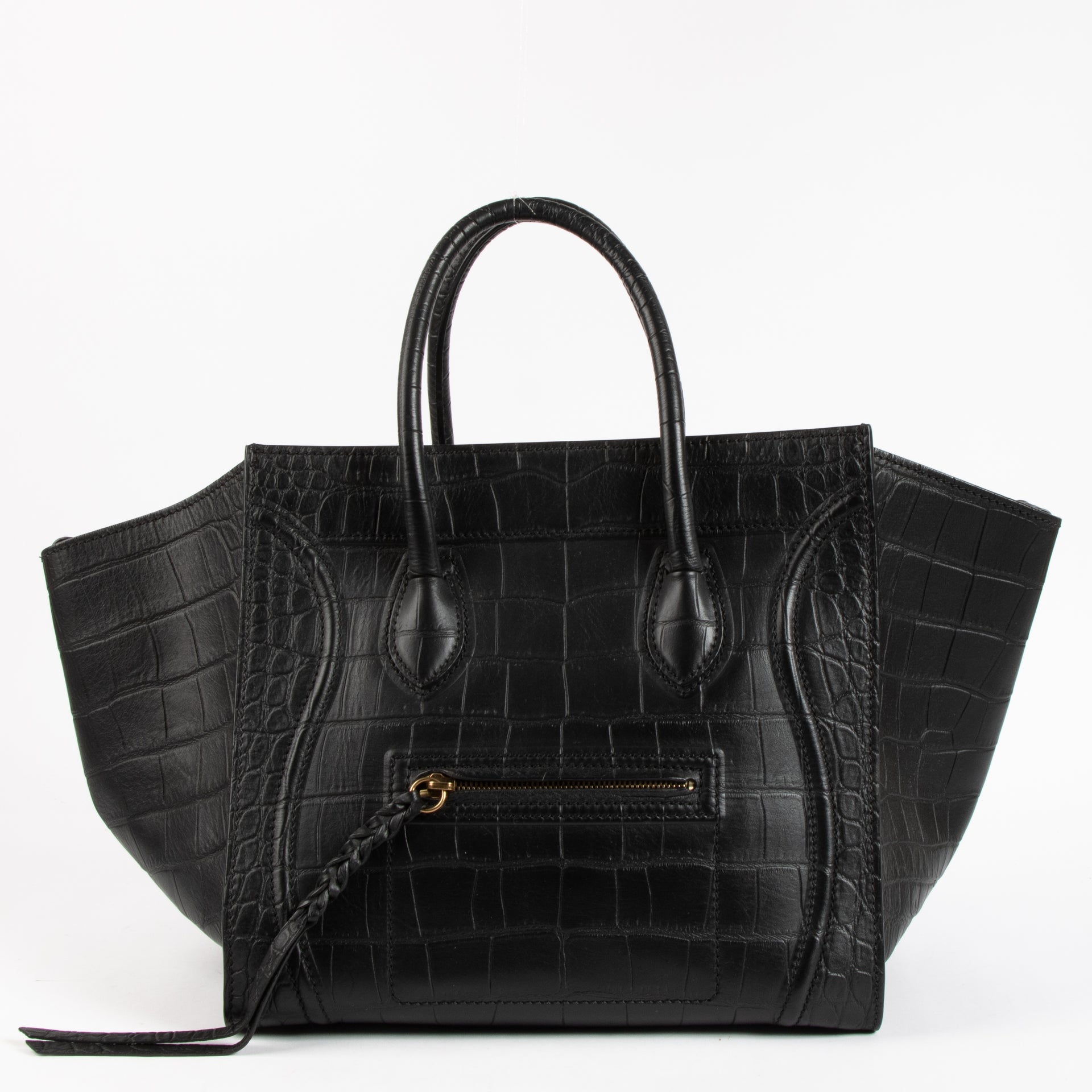 Shop the authentic Celine Black Crocodile Embossed Medium Luggage Phantom Bag on Labellov.com !