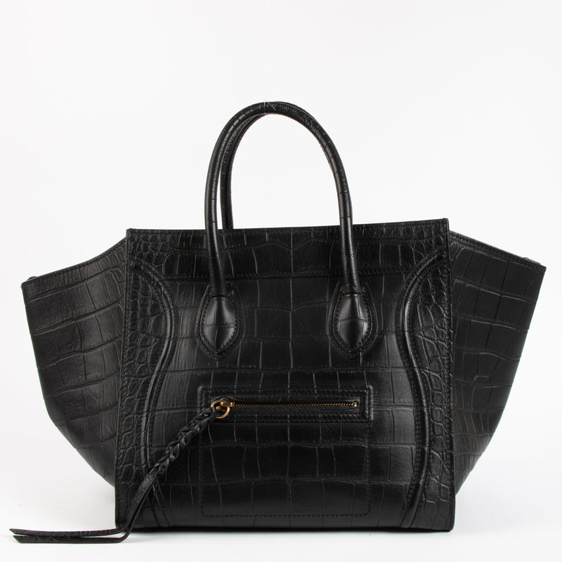 Shop the authentic Celine Black Crocodile Embossed Medium Luggage Phantom Bag on Labellov.com !