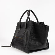 Shop the authentic Celine Black Crocodile Embossed Medium Luggage Phantom Bag on Labellov.com !