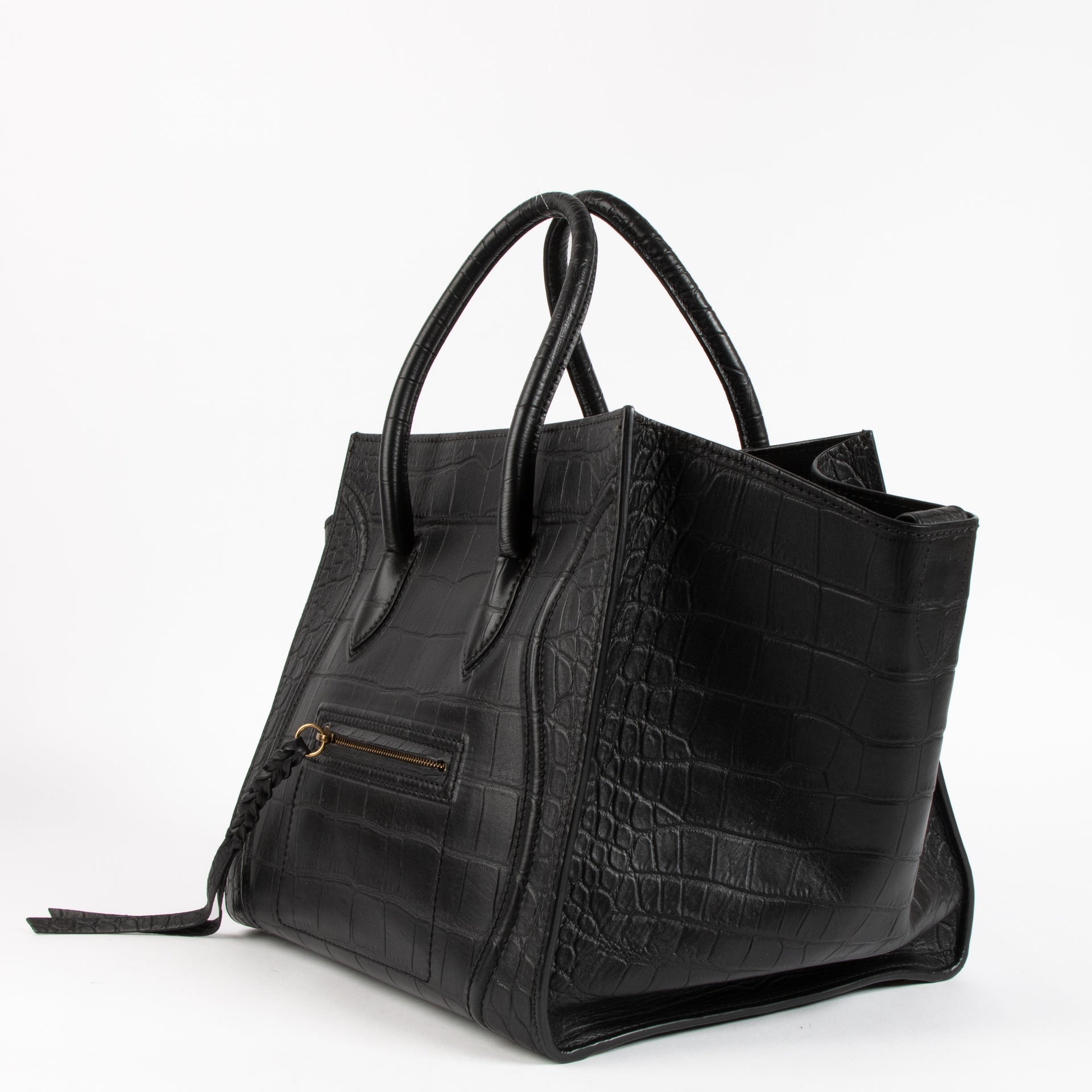 Shop the authentic Celine Black Crocodile Embossed Medium Luggage Phantom Bag on Labellov.com !