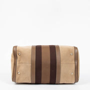 Shop this authentic Gucci Taupe Suede Web Joy Medium Boston Bag pre-loved on Labellov.com