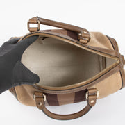 Shop this authentic Gucci Taupe Suede Web Joy Medium Boston Bag pre-loved on Labellov.com