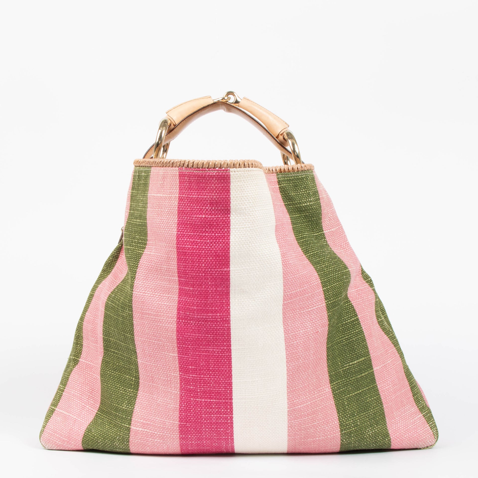 Gucci Multicolor Striped Canvas Large Horsebit Hobo Bag