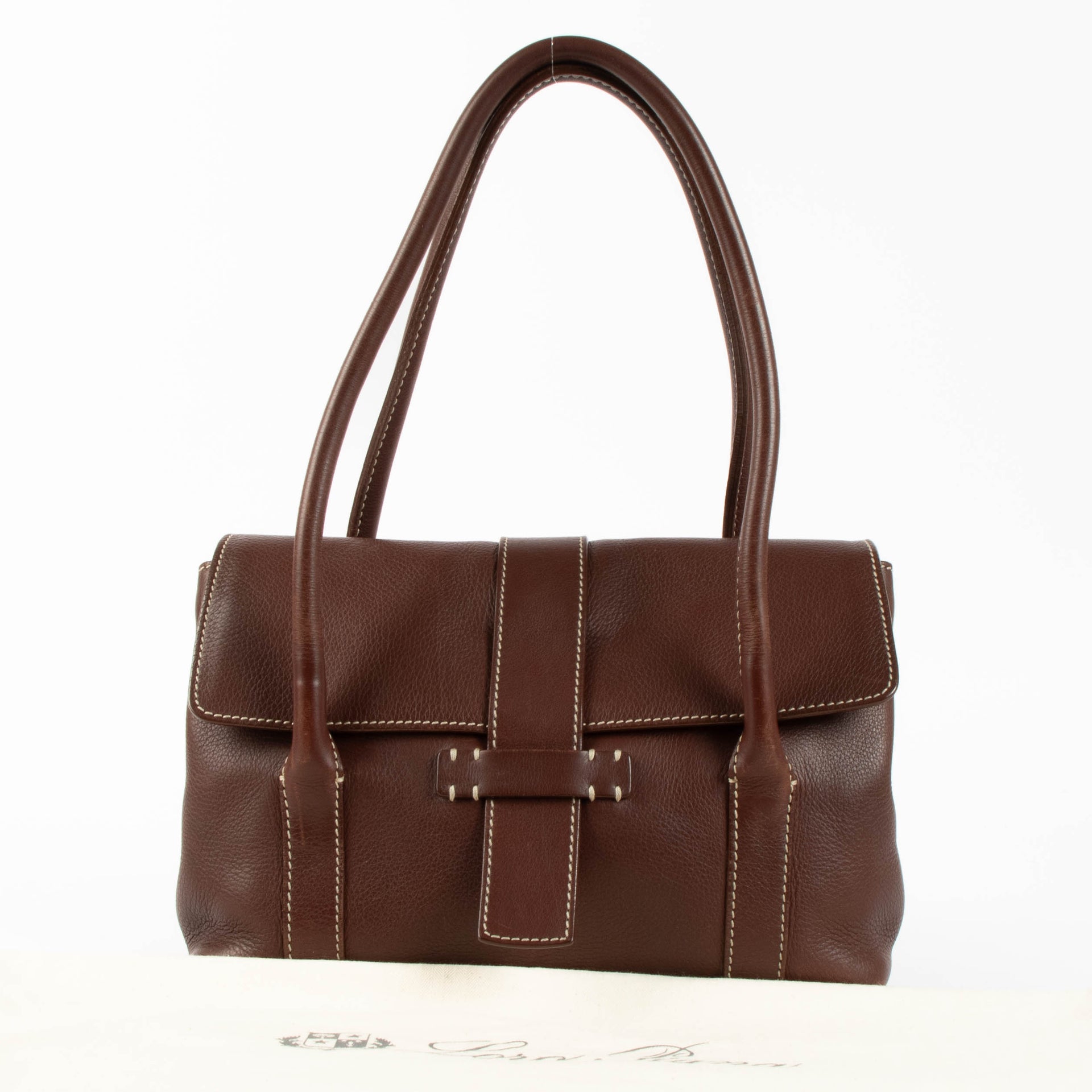 Shop the authentic Loro Piana Dark Brown Leather Shoulder Bag second hand on Labellov.com
