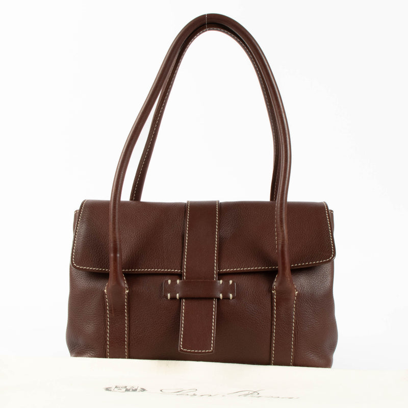 Shop the authentic Loro Piana Dark Brown Leather Shoulder Bag second hand on Labellov.com
