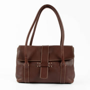 Shop the authentic Loro Piana Dark Brown Leather Shoulder Bag second hand on Labellov.com