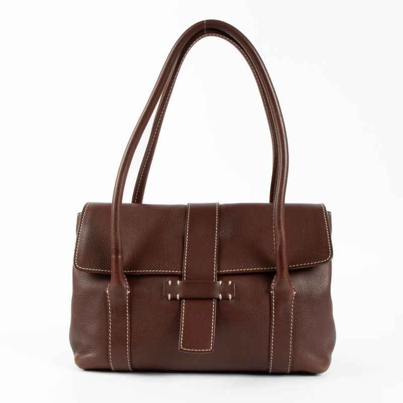 Shop the authentic Loro Piana Dark Brown Leather Shoulder Bag second hand on Labellov.com