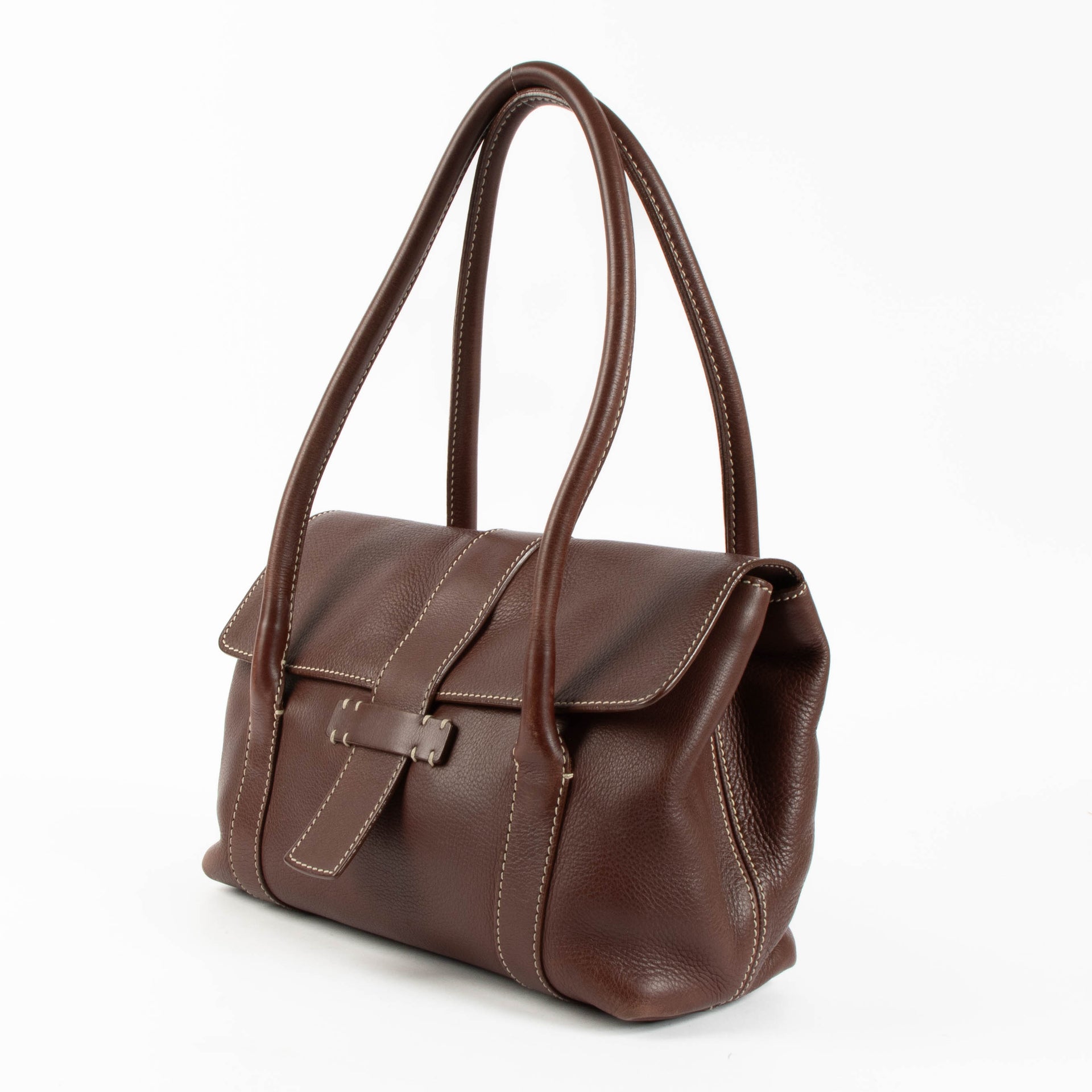 Shop the authentic Loro Piana Dark Brown Leather Shoulder Bag second hand on Labellov.com