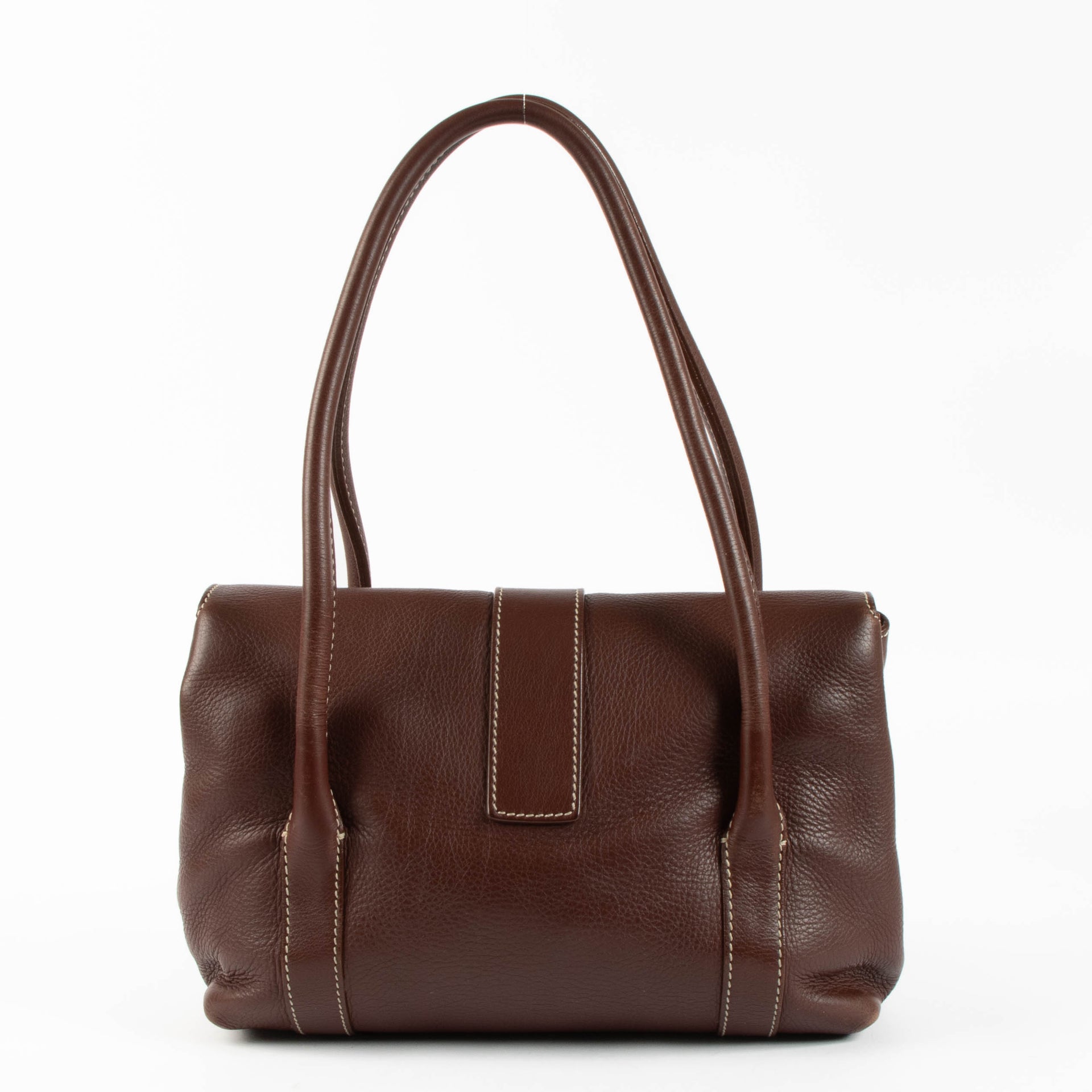 Shop the authentic Loro Piana Dark Brown Leather Shoulder Bag second hand on Labellov.com