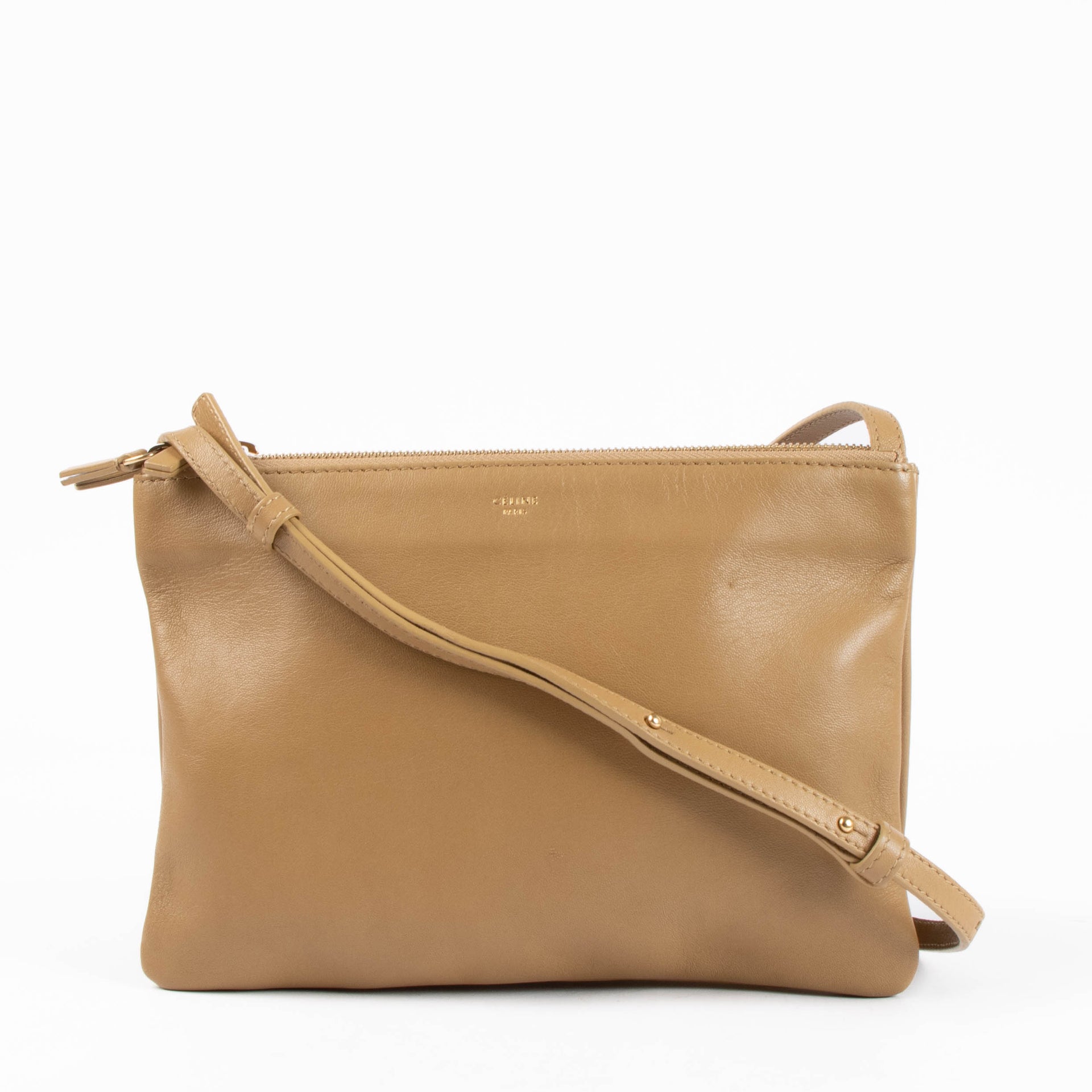 Authentic pre-loved Celine Beige Leather Large Trio Bag on Labellov.com