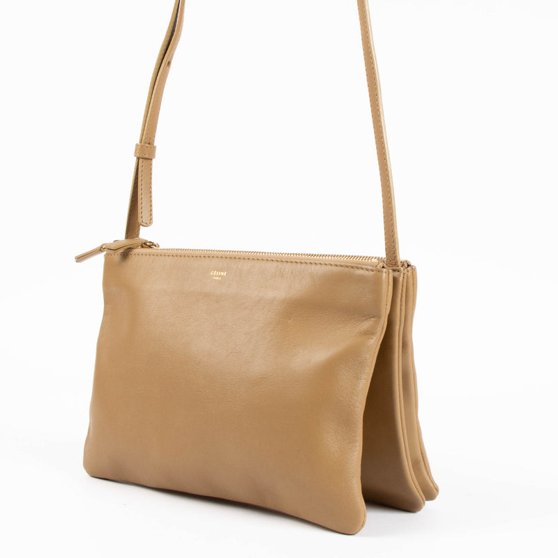 Celine Camel Leather Large Trio Bag
