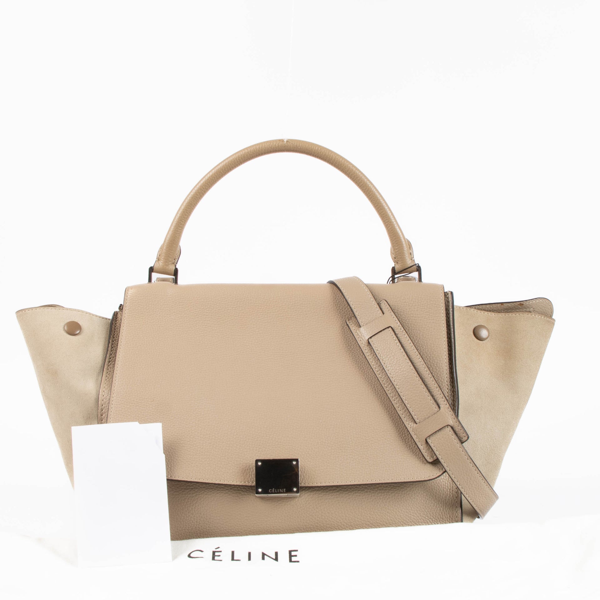 Celine Beige Leather Medium Trapeze Bag