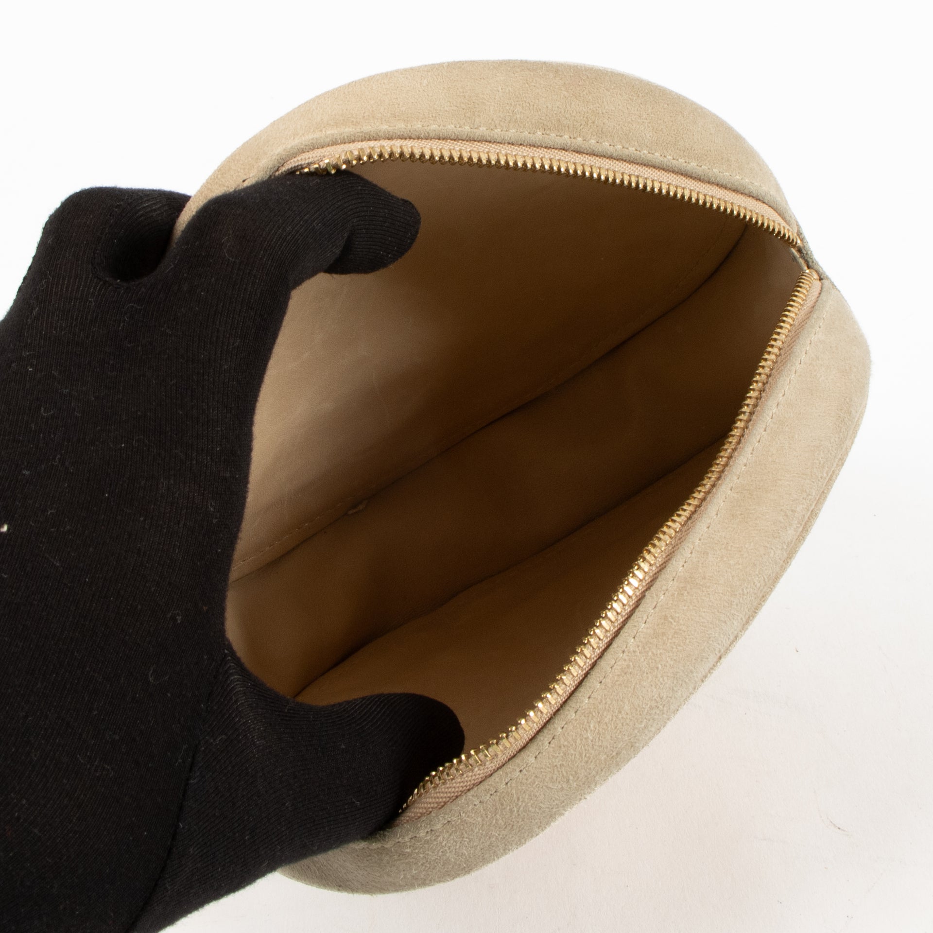 Delvaux Beige Suede Rattan Auguste Clutch