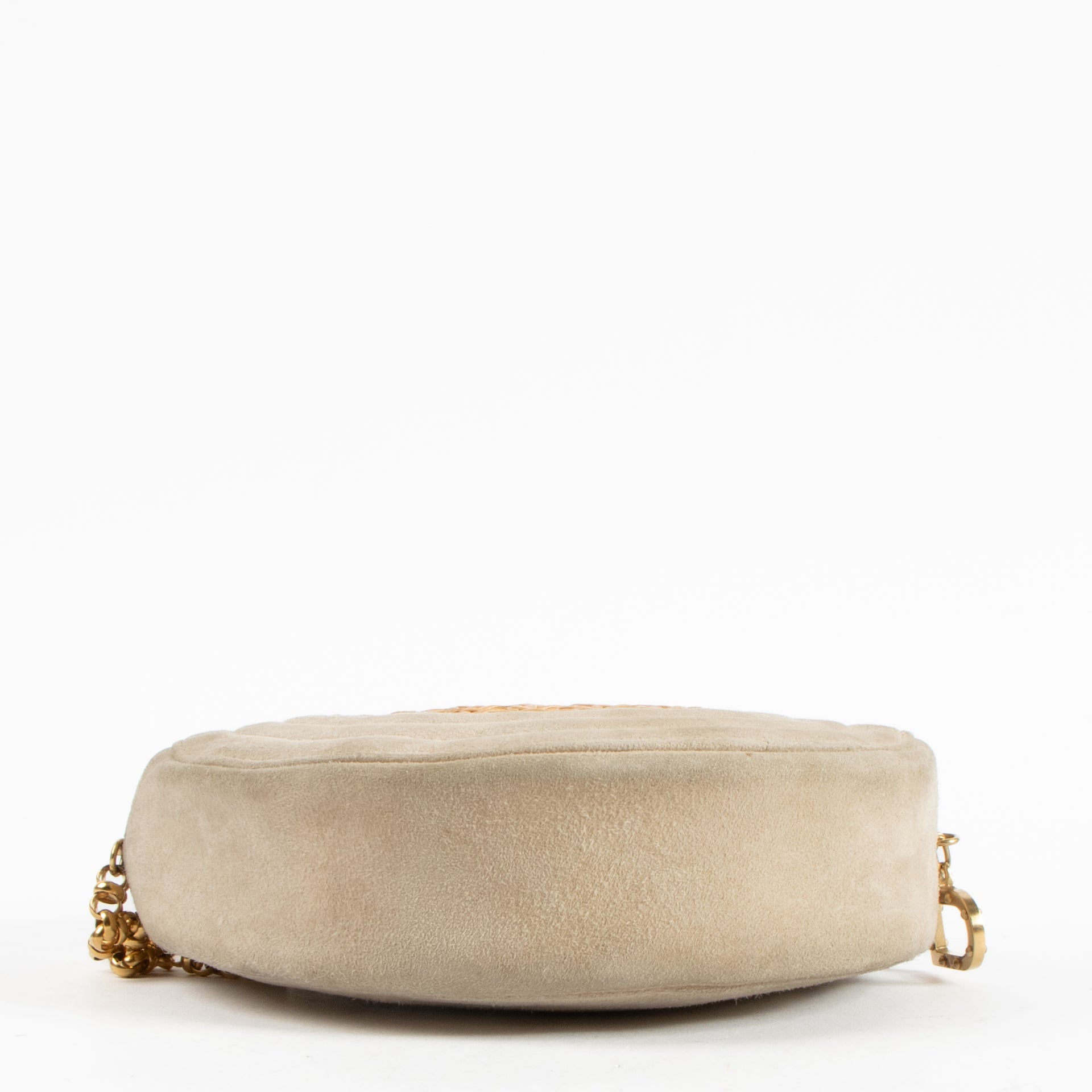 Delvaux Beige Suede Rattan Auguste Clutch