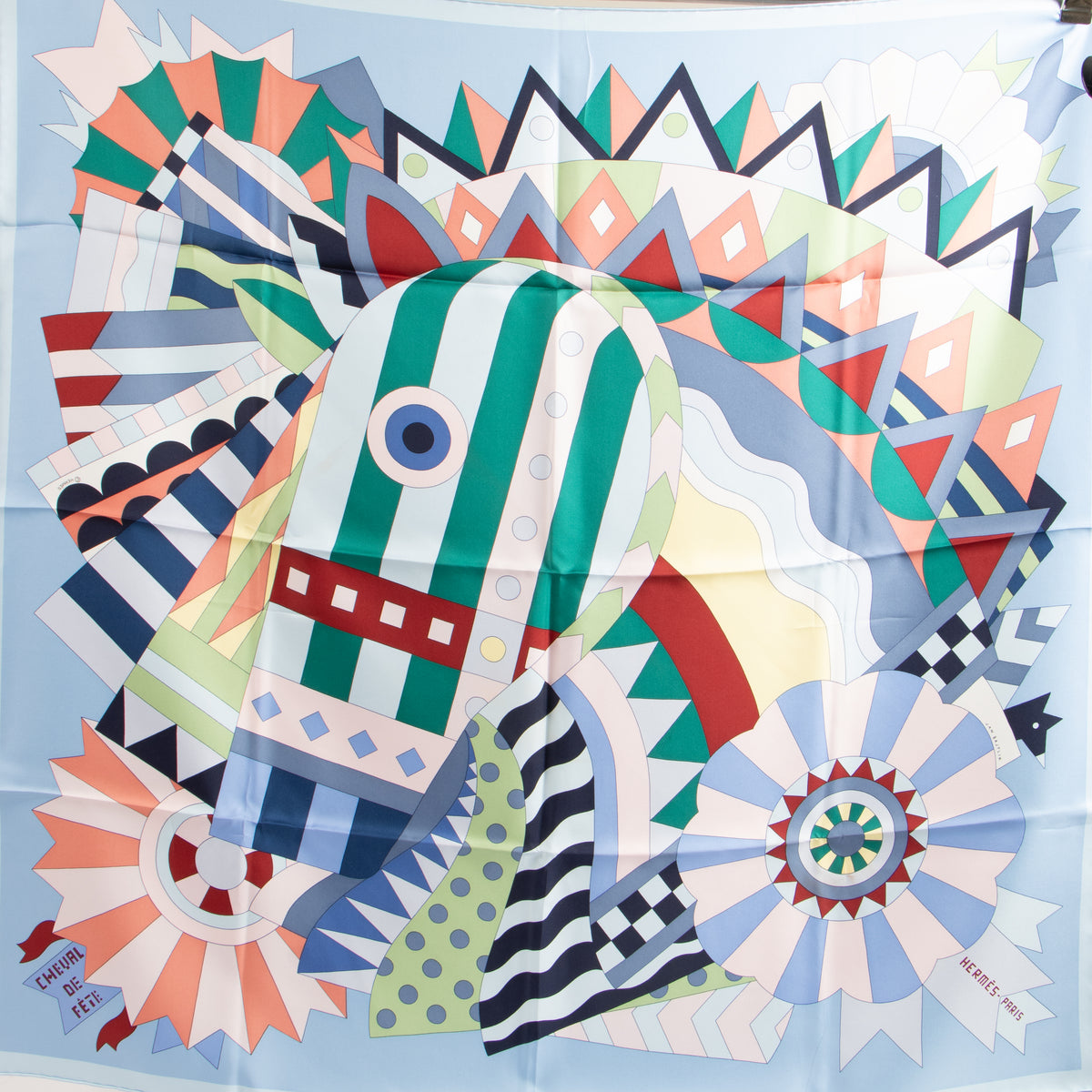 Hermes Cheval de Fete Silk Scarf 90