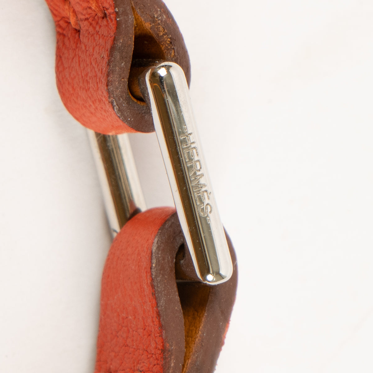 Hermes Orange Leather Bracelet Size S