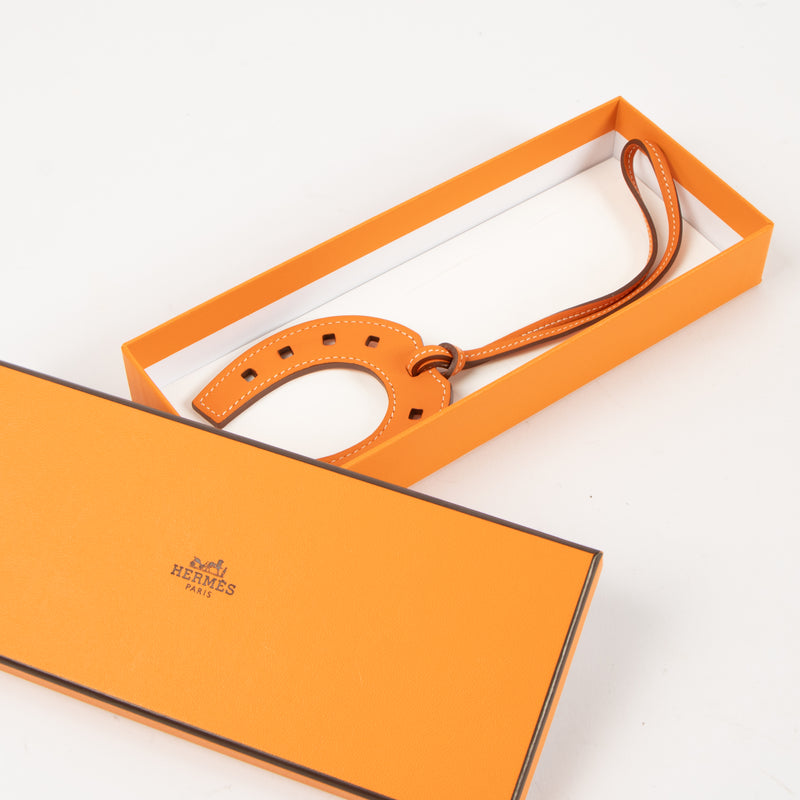 Hermès Orange Leather Paddock Horseshoe Charm