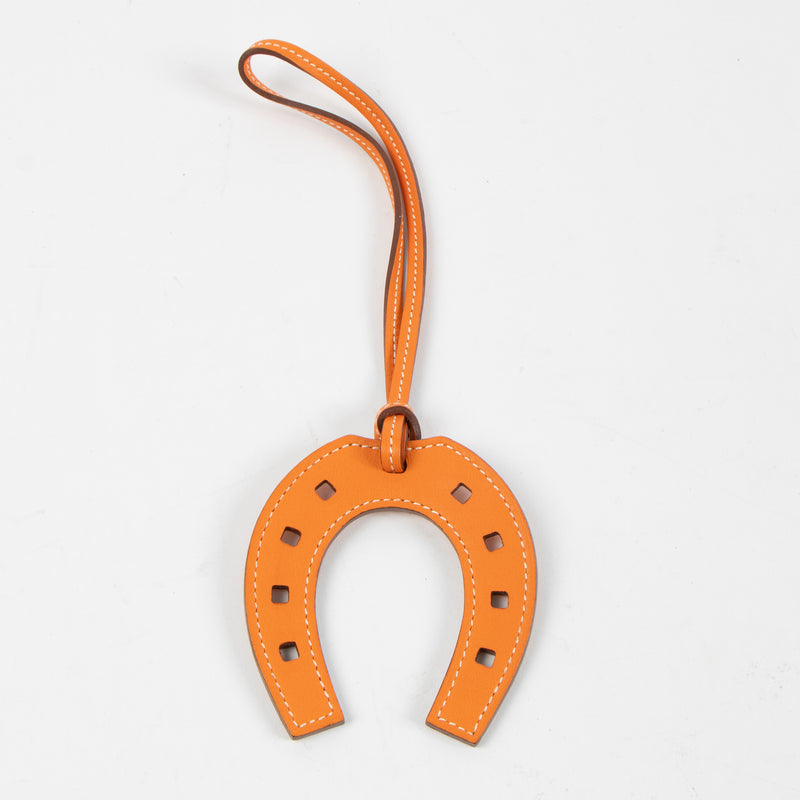 Hermès Orange Leather Paddock Horseshoe Charm