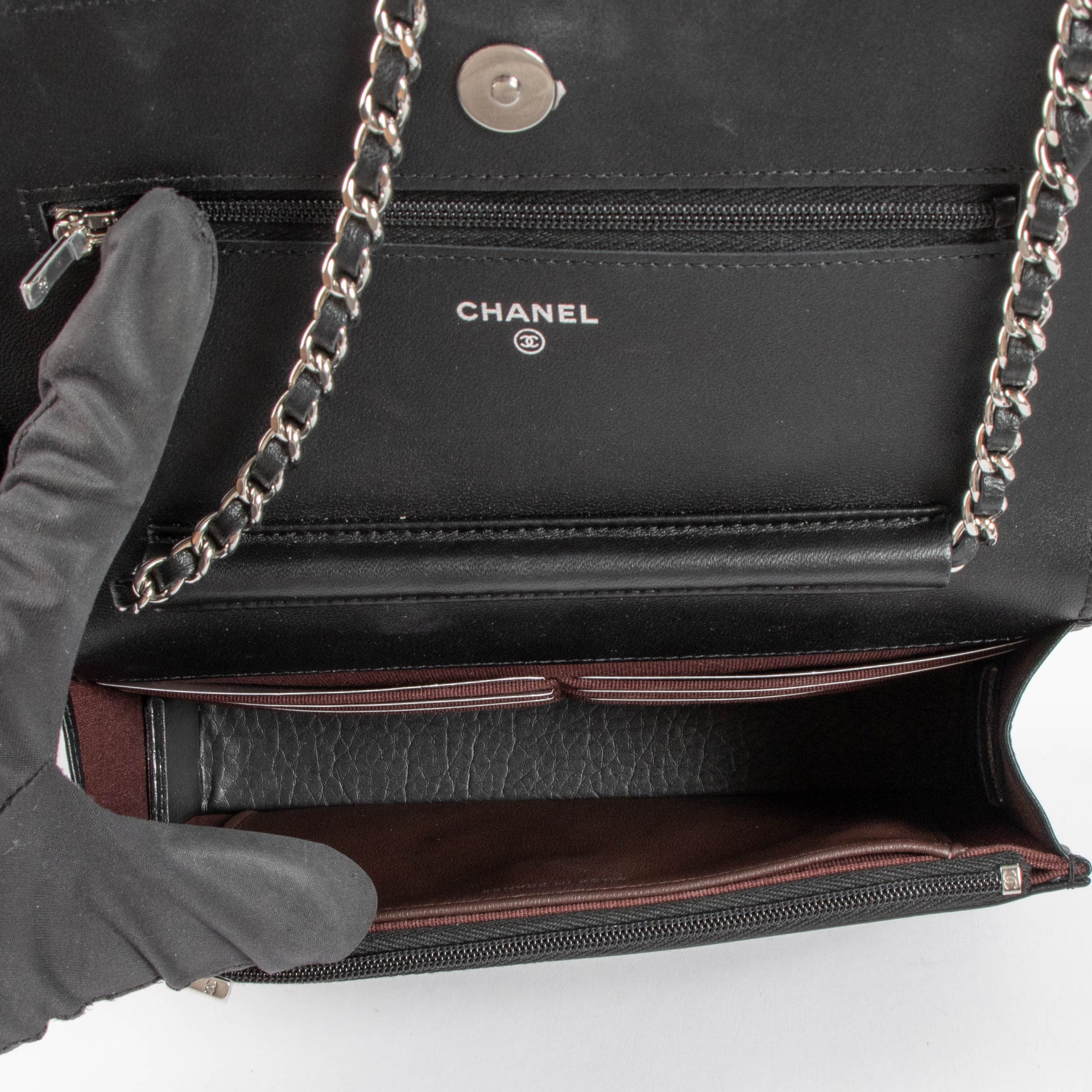 Chanel Black Lambskin Wallet On Chain