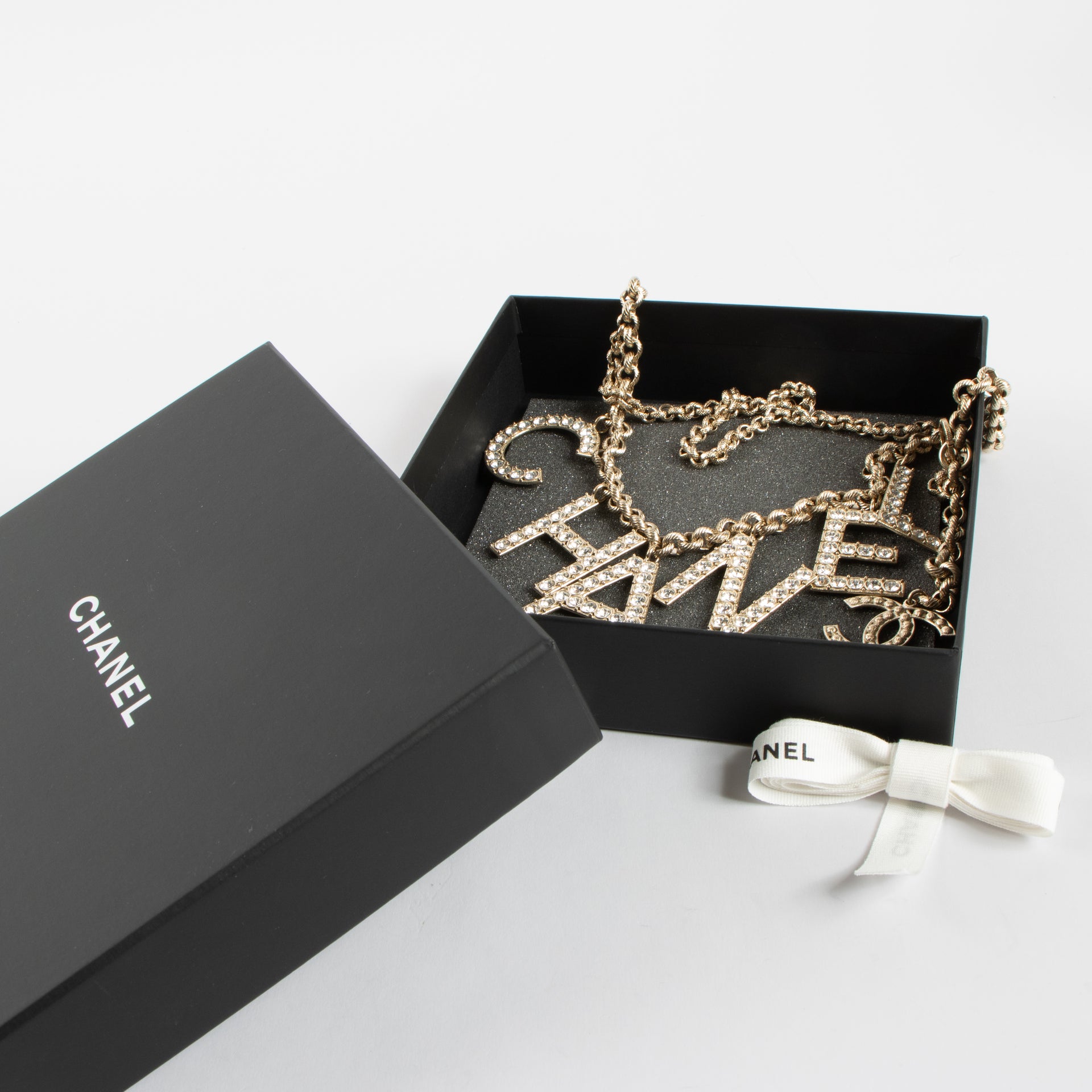 Chanel 20V Gold Tone Crystal CC Logo Chain Belt