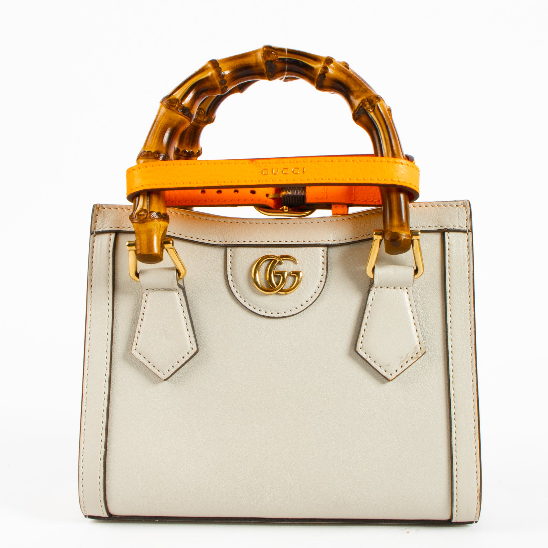 Shop this authentic Gucci Beige Leather Diana Small Tote Bag pre-loved on Labellov.com