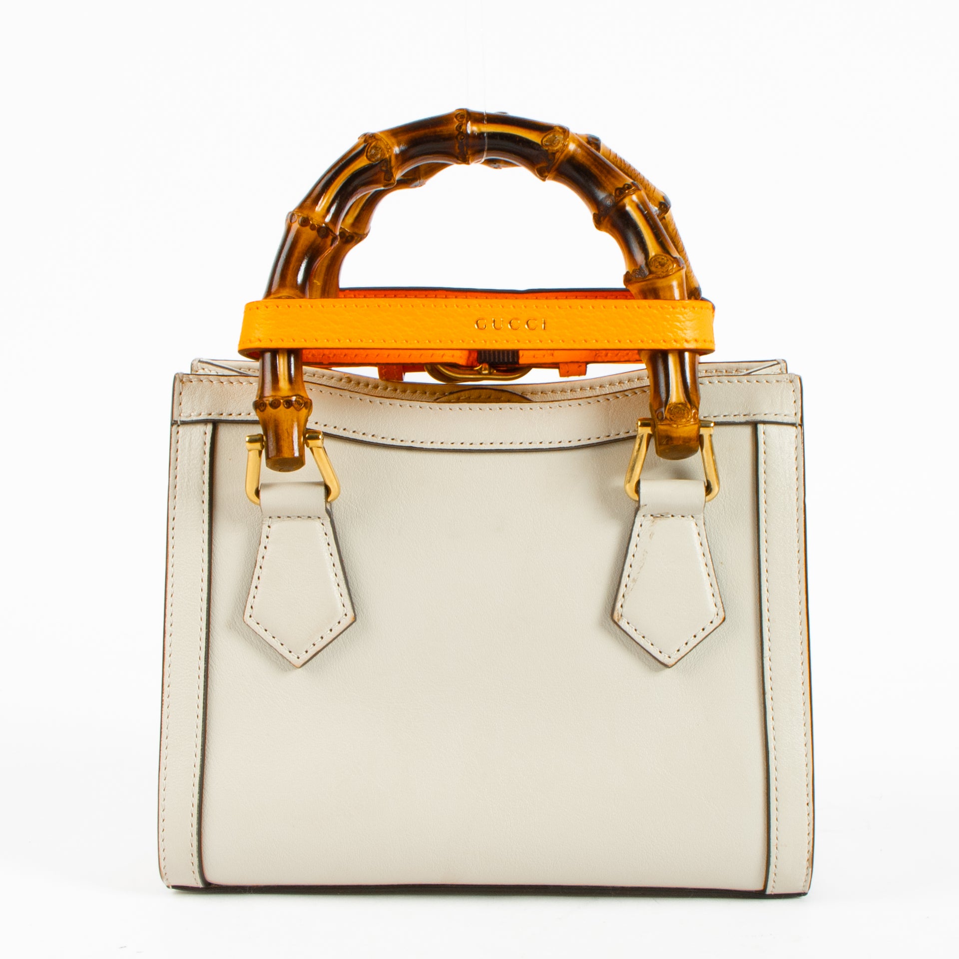 Shop this authentic Gucci Beige Leather Diana Small Tote Bag pre-loved on Labellov.com