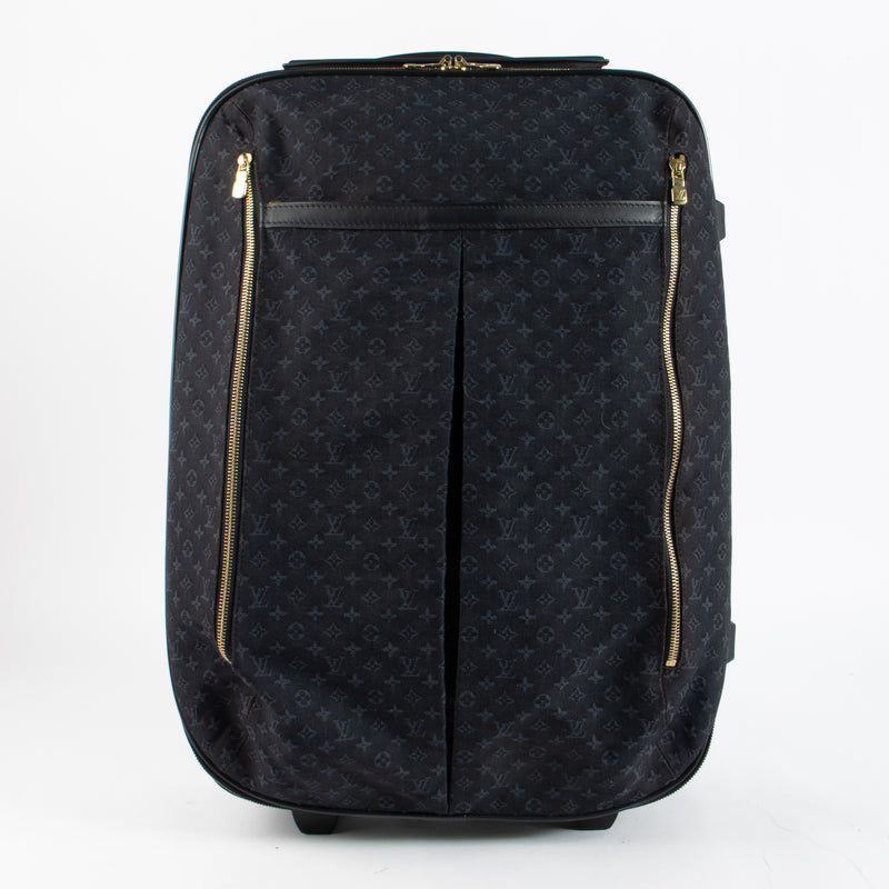 Shop this authentic Louis Vuitton Monogram Mini Lin Blue Rolling Luggage pre-loved on Labellov.com