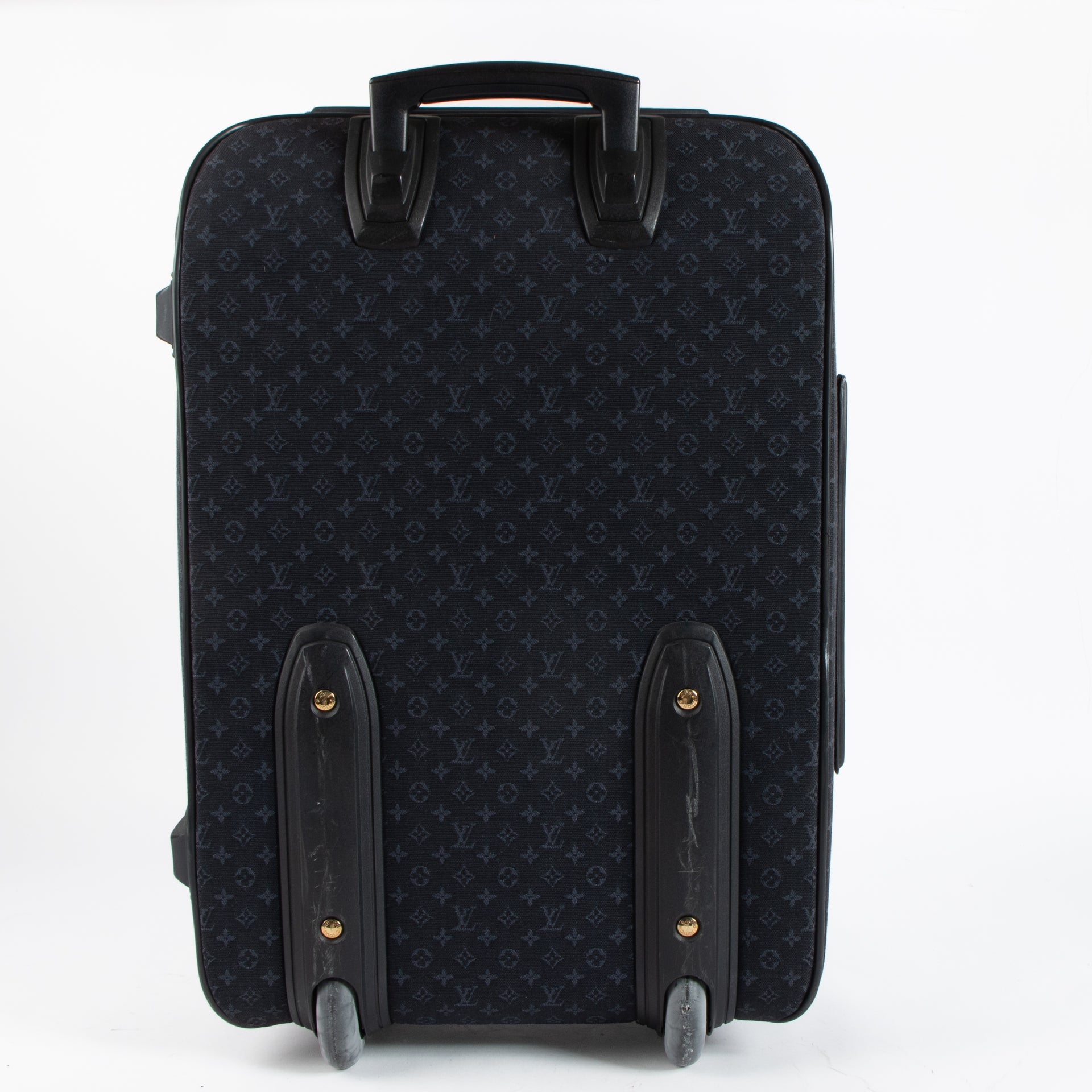 Shop this authentic Louis Vuitton Monogram Mini Lin Blue Rolling Luggage pre-loved on Labellov.com