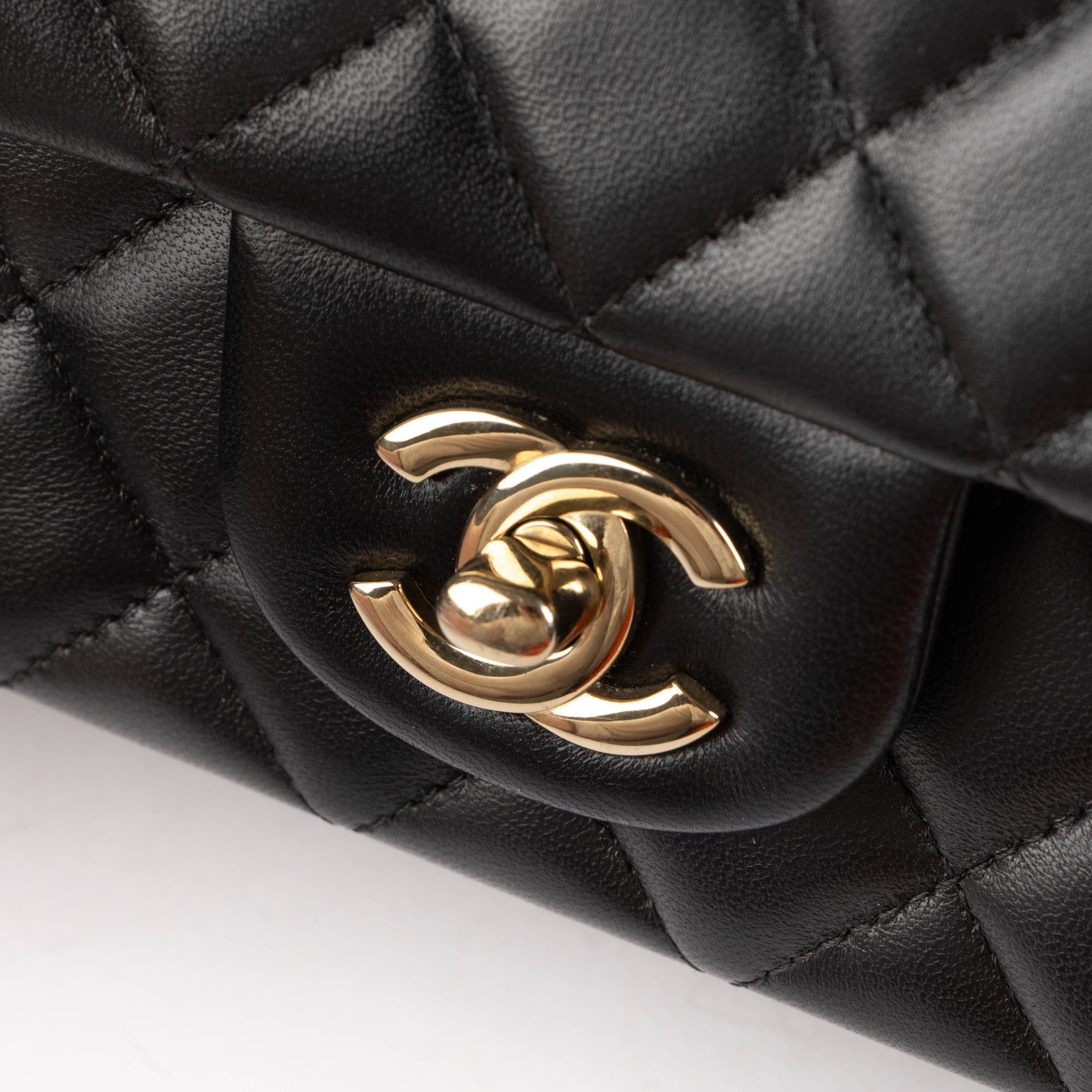 Chanel Black Lambskin Mini Classic Rectangular Bag
