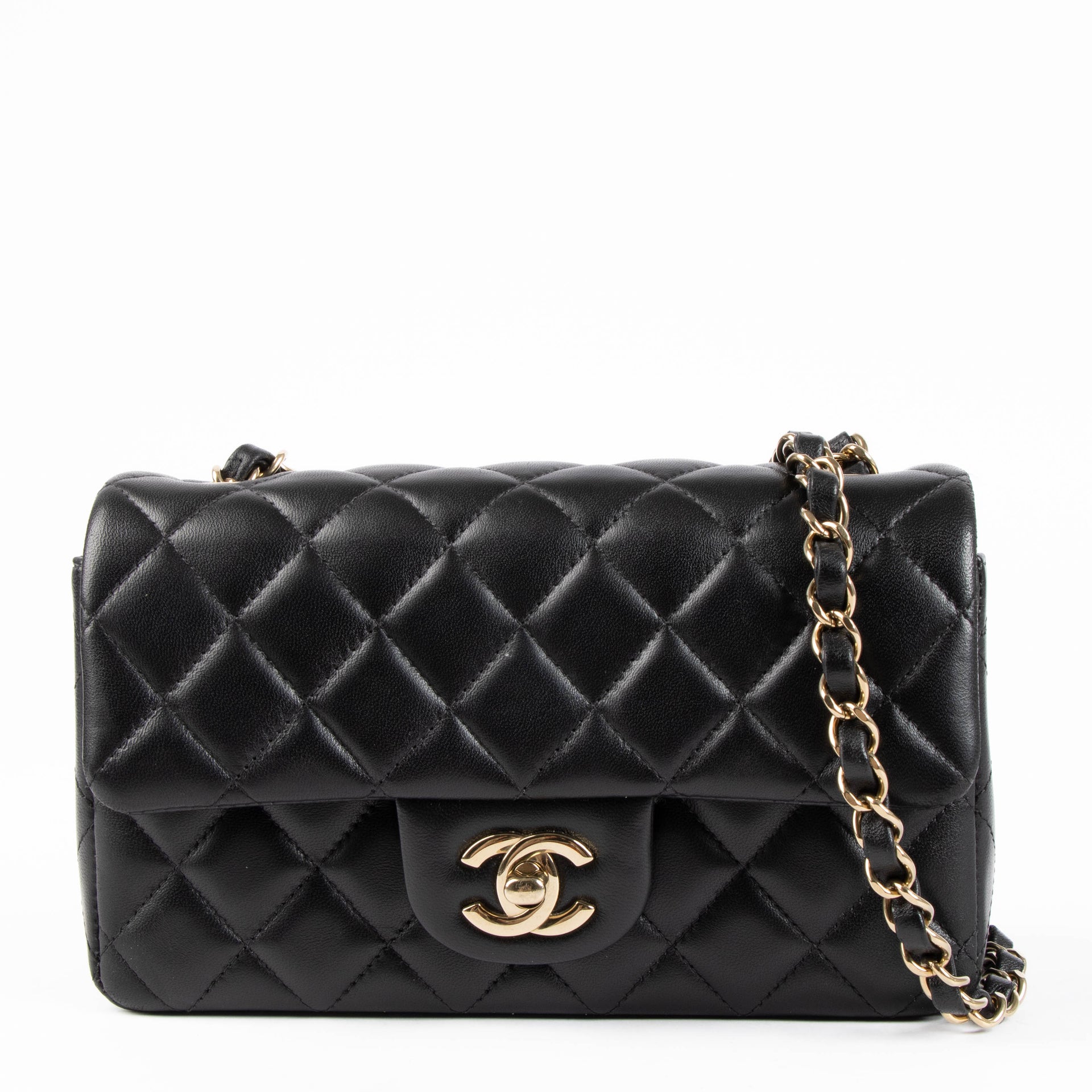 Chanel Black Lambskin Mini Classic Rectangular Bag