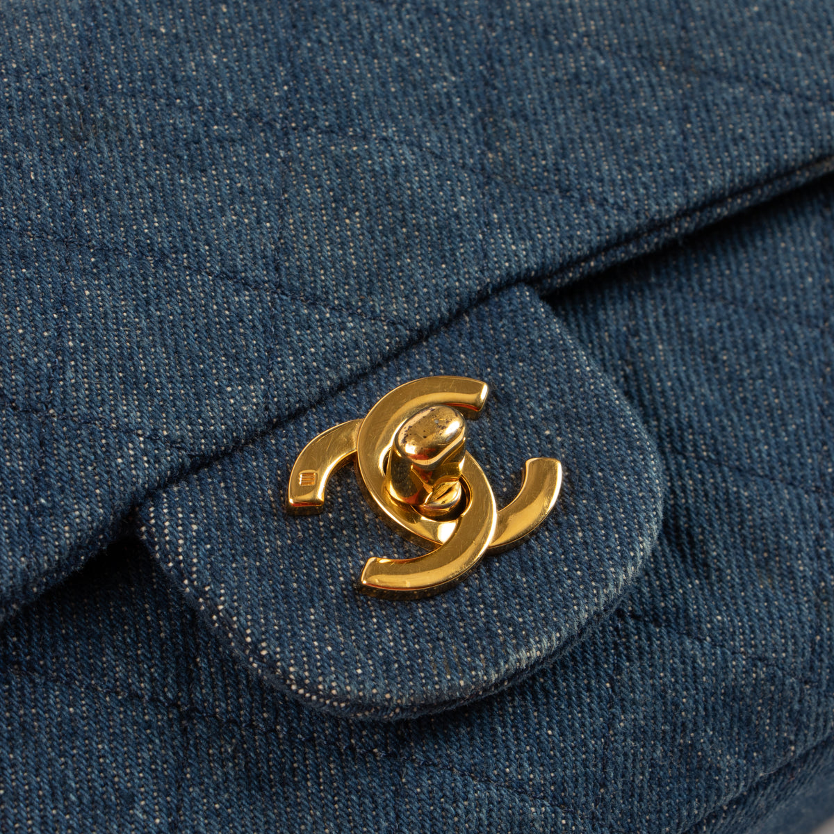 Chanel Vintage Blue Denim Small Classic Handbag