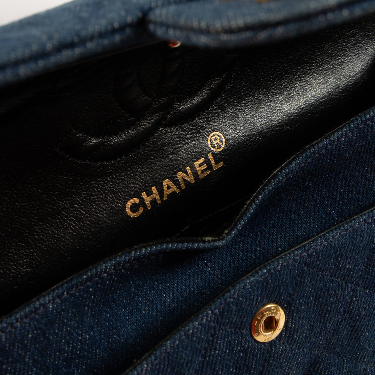 Chanel Vintage Blue Denim Small Classic Handbag