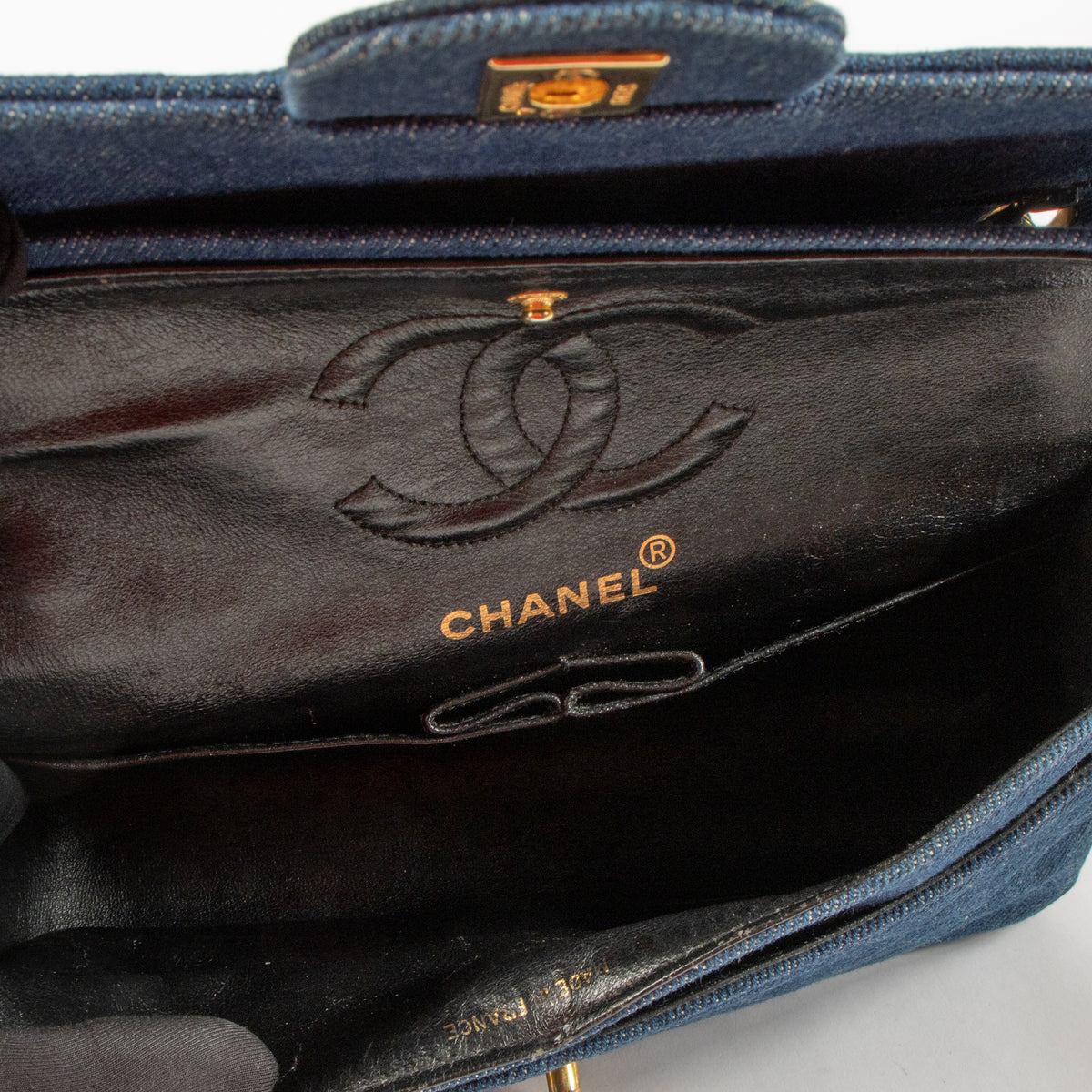 Chanel Vintage Blue Denim Small Classic Handbag
