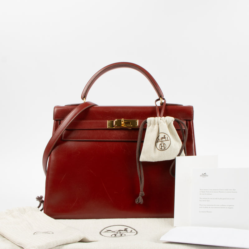 Shop the authentic Hermes Vintage Kelly 32 Rouge Vif Box GHW on Labellov.com.