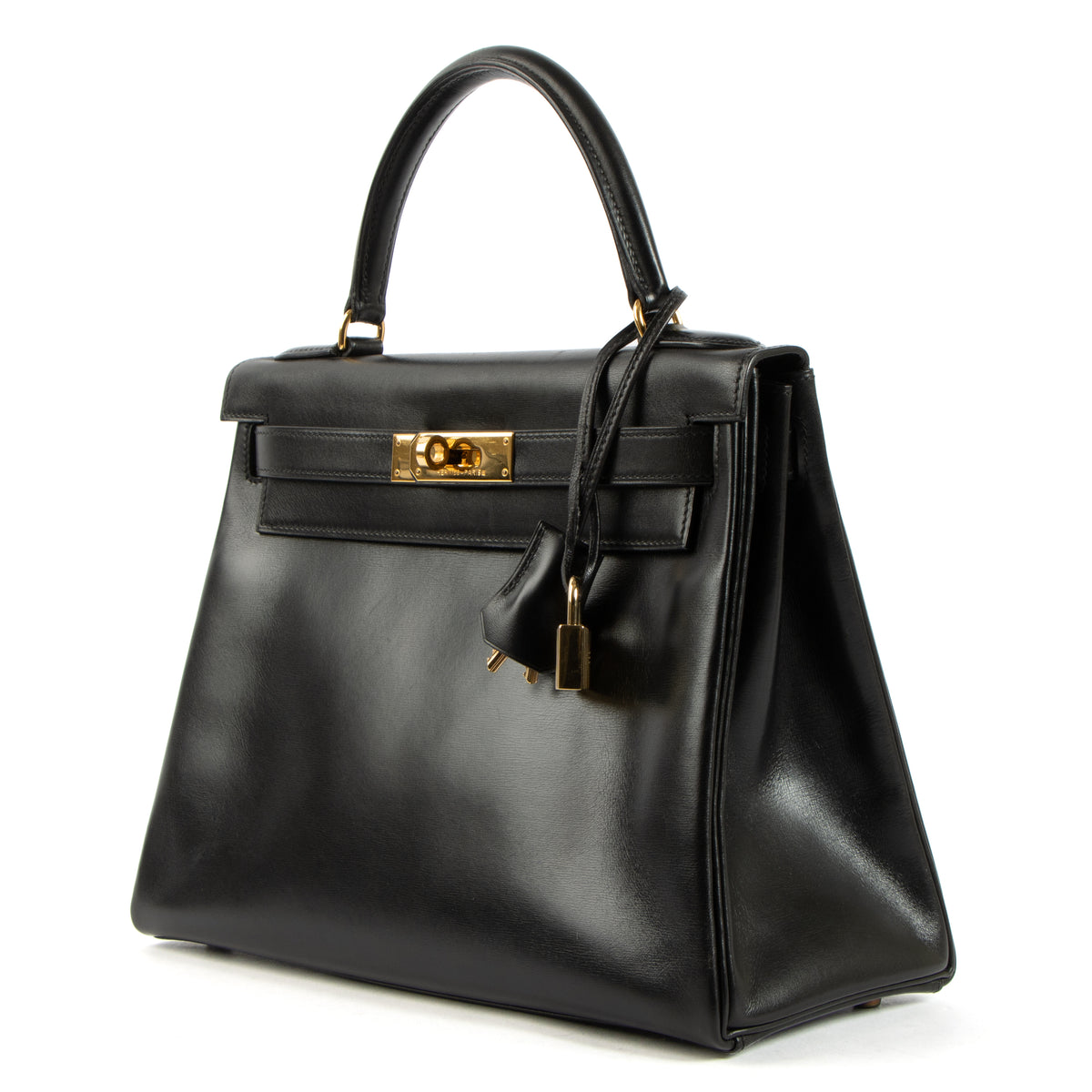 Hermès Vintage Kelly 28 Black Box GHW