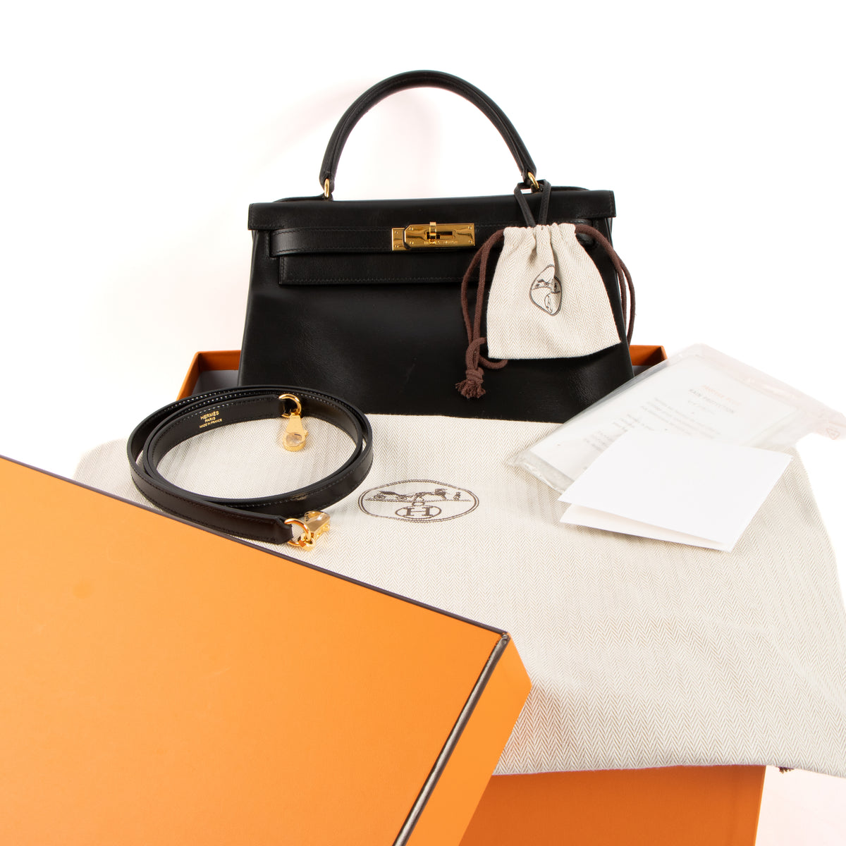 Hermès Vintage Kelly 28 Black Box GHW