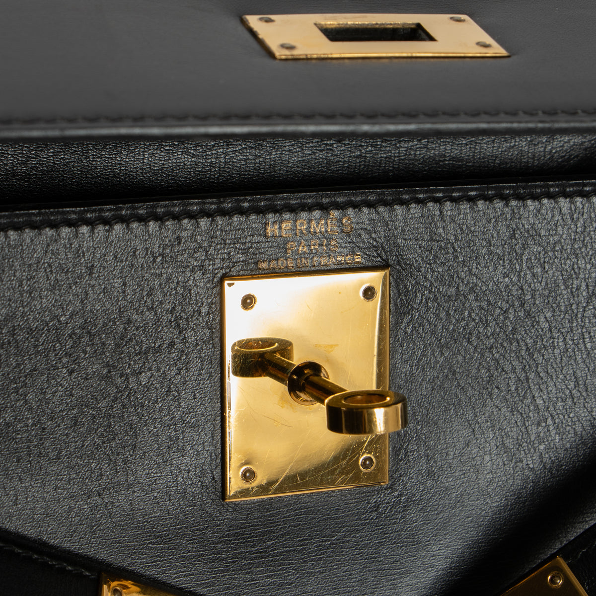 Hermès Vintage Kelly 28 Black Box GHW