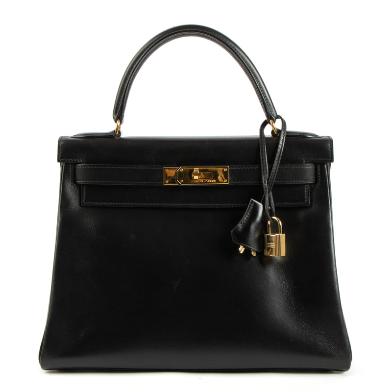 Hermès Vintage Kelly 28 Black Box GHW