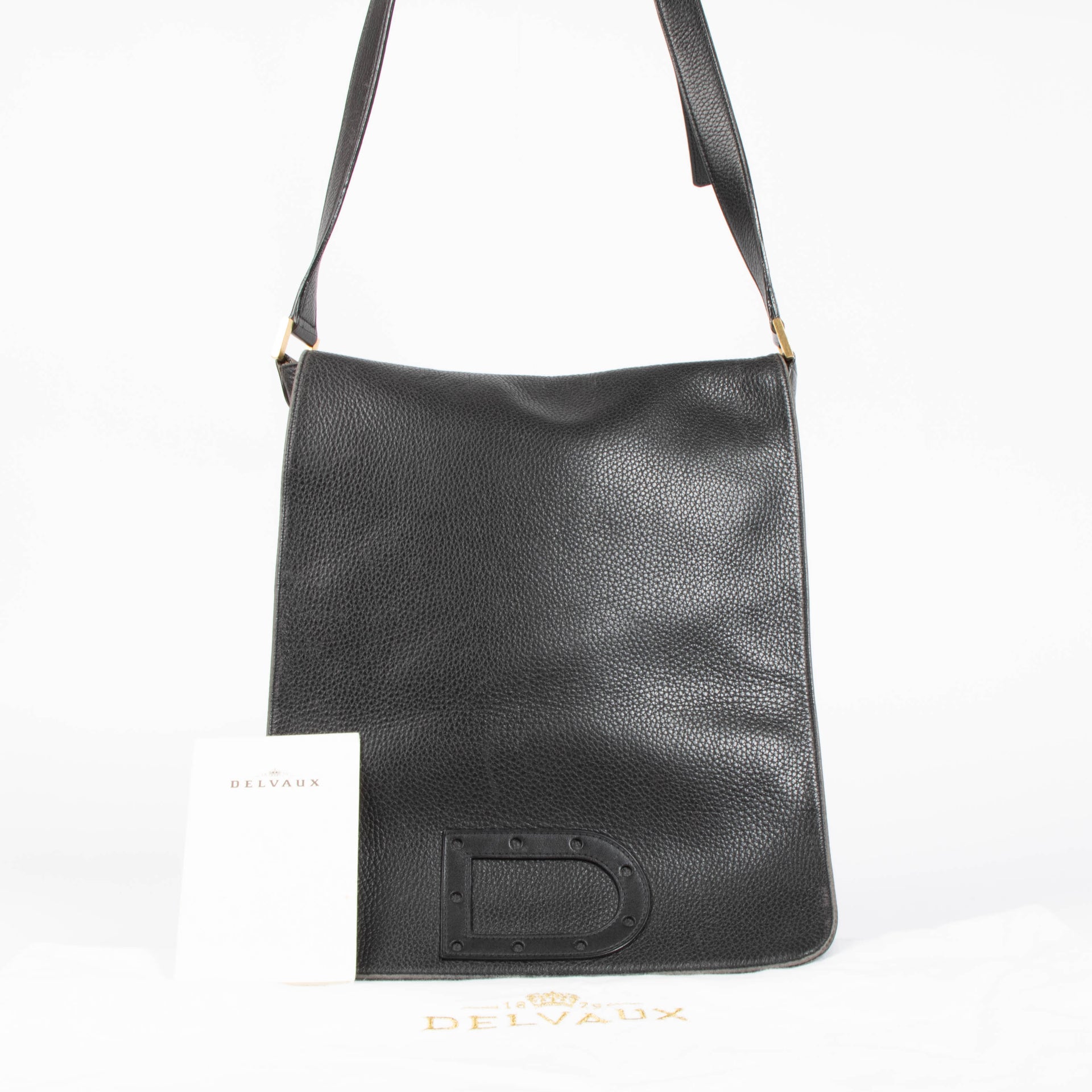 Delvaux Black Louise Baudrier GM Messenger Bag