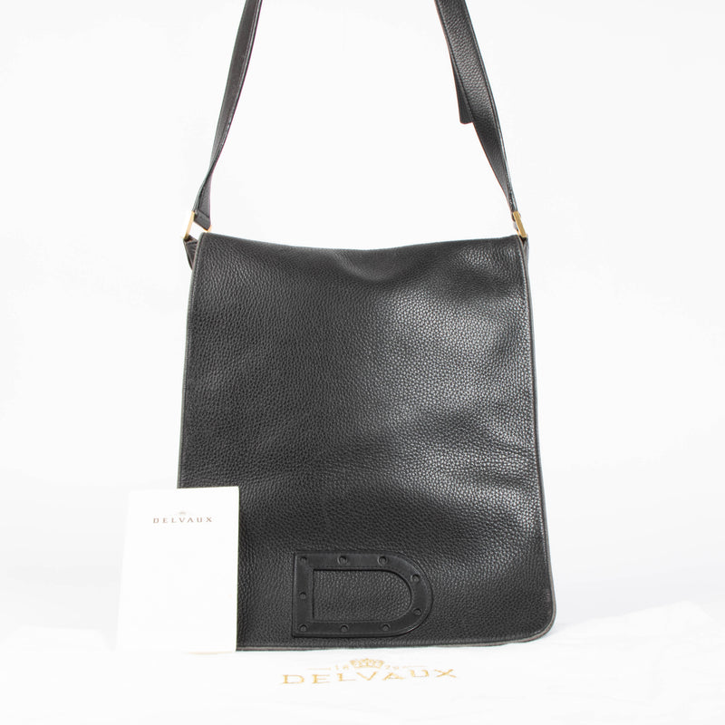 Delvaux Black Louise Baudrier GM Messenger Bag