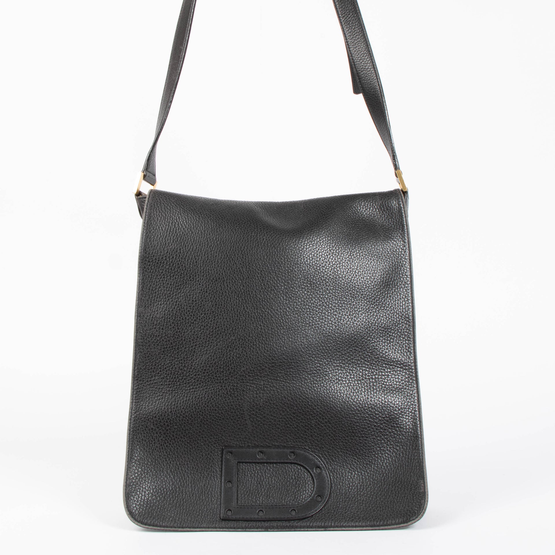 Delvaux Black Louise Baudrier GM Messenger Bag