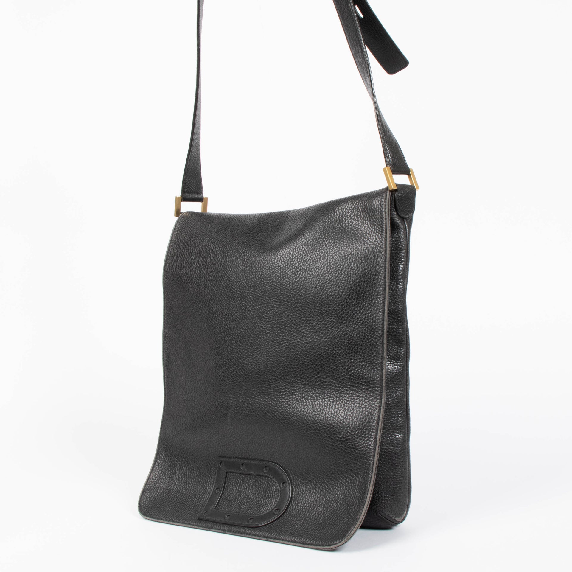 Delvaux Black Louise Baudrier GM Messenger Bag