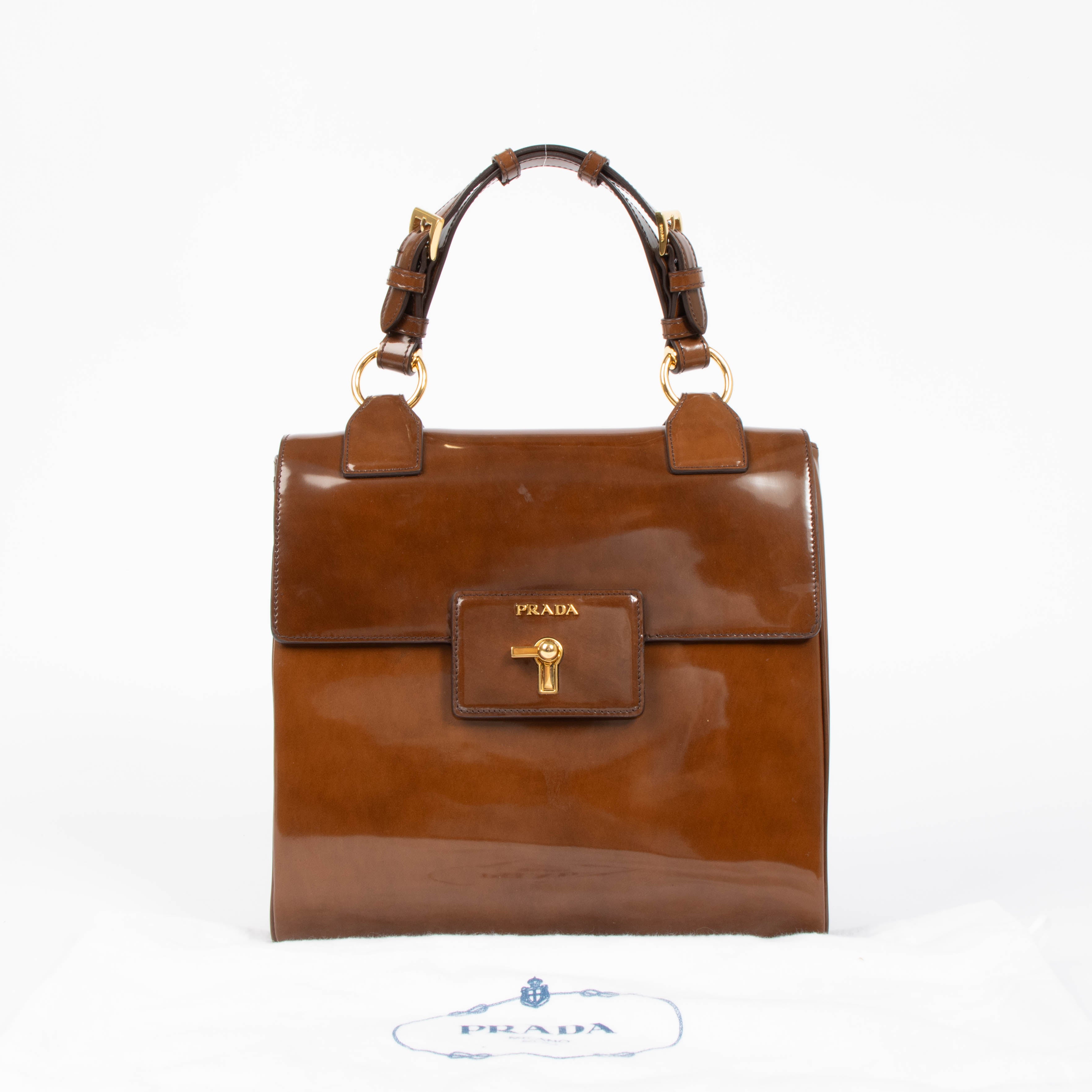 トップス PRADA Prada Brown Spazzolato Top Handle – Labellov