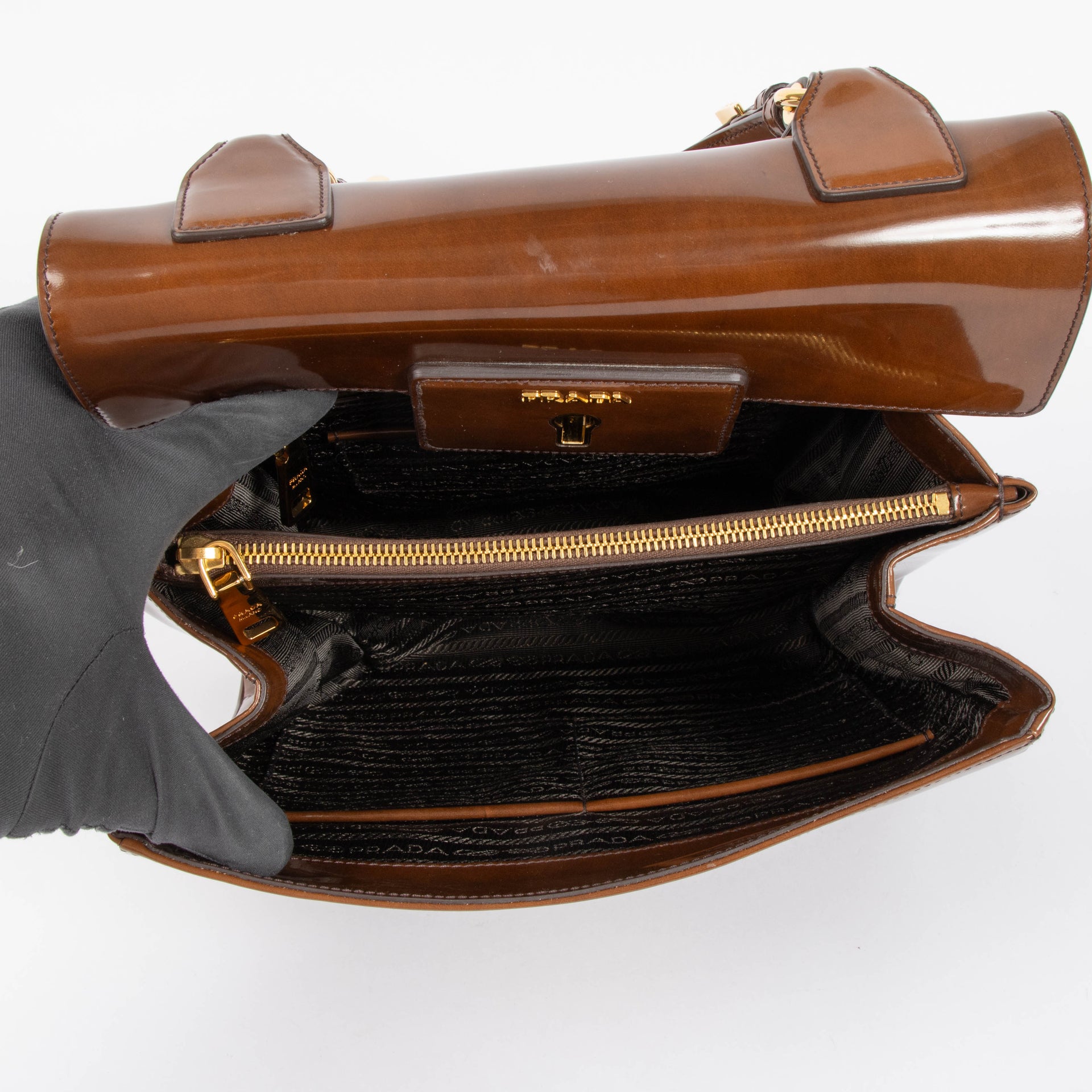 Prada Brown Spazzolato Top Handle