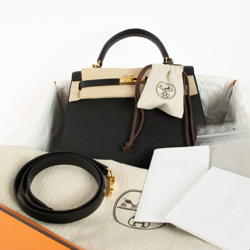 Hermès Kelly 25 Black Epsom GHW