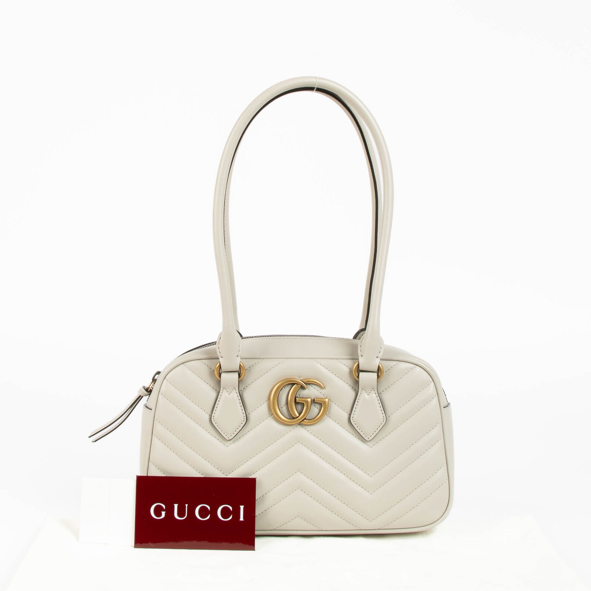Shop the authentic Gucci Grey GG Marmont Boston Shoulder Bag second hand on Labellov.com