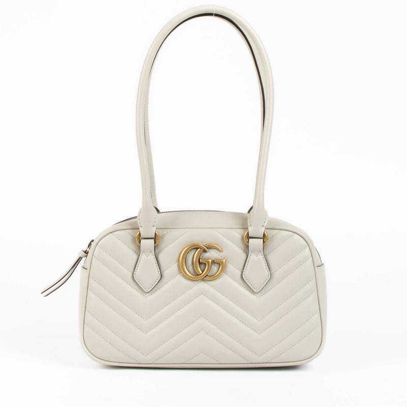 Shop the authentic Gucci Grey GG Marmont Boston Shoulder Bag second hand on Labellov.com